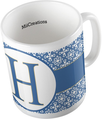 

MiiCreations Printed Alphabet Letter "H" Ceramic Mug(325 ml), Multicolor