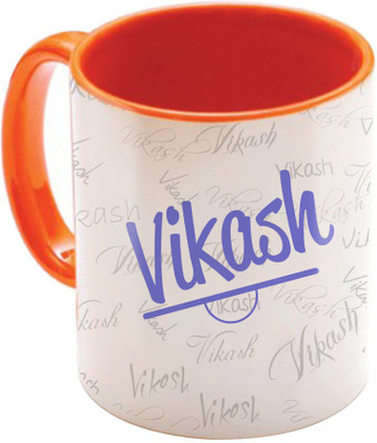 

SKY TRENDS Vikash Birthday Gift Orange Coffee 350 ML Ceramic Mug(350 ml), Multicolor