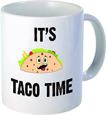 

Rikki Knight Knight It's Taco Time Funny Quotes Design Ceramic Coffee Cups, 11 oz, White Ceramic Mug(60 ml), Multicolor