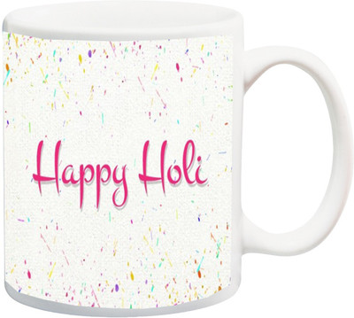 ME&YOU Gift for Holi;Happy Holee colorful splashes HD printed Ceramic Coffee Mug(325 ml)