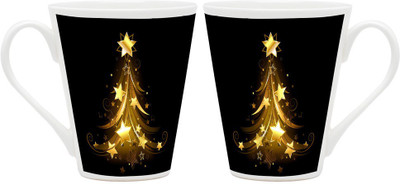 

Homesogood Sparkling Christmas Tree Ceramic Mug(355 ml, Pack of 2)