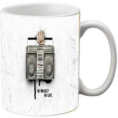 

Maison N Mode No Music No Life Coffee Ceramic Mug(330 ml), Multicolor