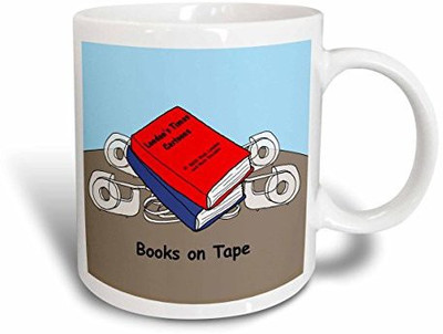 

3dRose Books on Tape Ceramic, 15 oz, White Ceramic Mug(60 ml), Multicolor