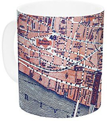 Kess InHouse InHouse Alison Coxon City of London Map Ceramic Coffee, 11 oz, Multicolor Ceramic Mug(60 ml)