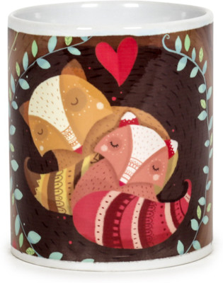 

Chumbak Nestled in Love Ceramic Mug(300 ml), Multicolor