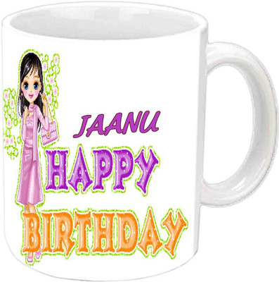 

Raj Laxmi Happy B'day Jaanu White Ceramic Mug(3.5 ml)