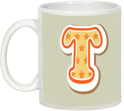 

AllUPrints Colorful Alphabet Letters "T" Ceramic Mug(325 ml), White