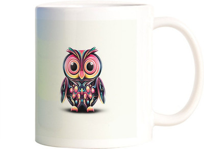 

Rangeele Inkers Owl Colorful Ceramic Mug(300 ml), Multicolor