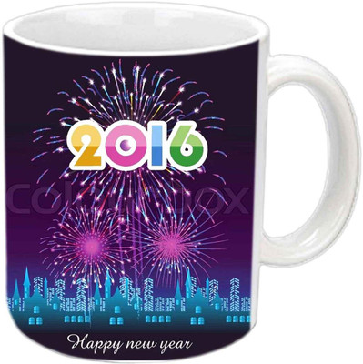 

Raj Laxmi New year city crackesrs cup Ceramic Mug(350 ml)