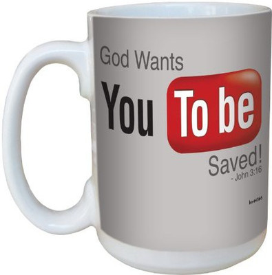 

Tree-Free Greetings Greetings lm44366 YouTube-You to be Saved: John 3:16 Ceramic with Full-Sized Handle, 15-Ounce Ceramic Mug(60 ml), Multicolor