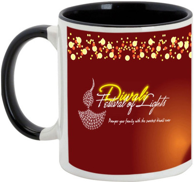 

AllUPrints Deepawali Gifts - Wishing You Sparkling Diwali Ceramic Mug(325 ml), Black