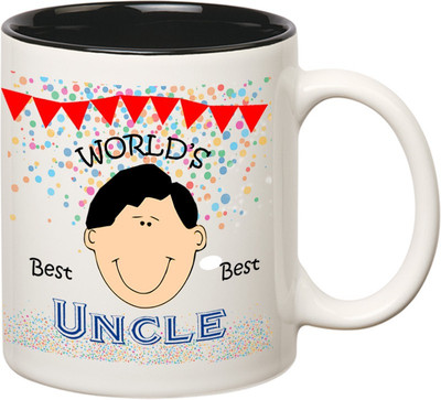 

Huppme World's Best Uncle Inner Black Ceramic Mug(350 ml), Black;white