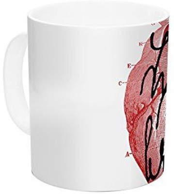 

Kess InHouse InHouse Suzanne Carter Make Me Brave White Red Ceramic Coffee, 11 oz, Multicolor Ceramic Mug(60 ml)
