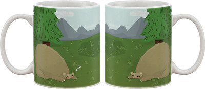 

Artifa Sleepy Bear Porcelain, Ceramic Mug(350 ml), Multicolor