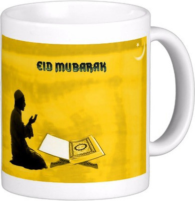 

Exoctic Silver Eid Mubarak AB020 Ceramic Mug(300 ml), Multicolor