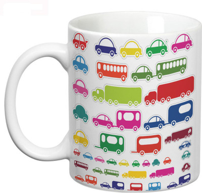

Prithish Cars, Buses & Trucks Ceramic Mug(330 ml), Multicolor