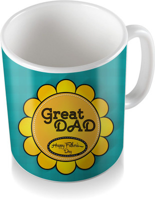 

SKY TRENDS Great Dad Happy Father's Day With Yellow Flower Gifts For Father's Day Coffee Ceramic Mug(3.2 ml), White