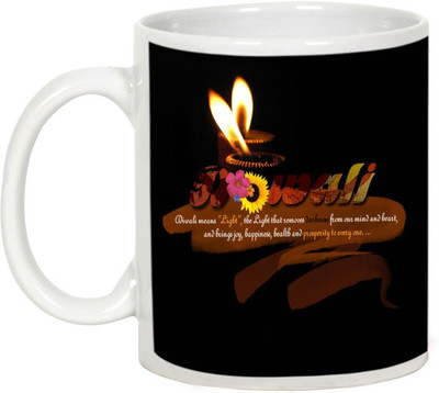 

AllUPrints Gifts For Diwali - Receive Rich Blessings On Deepawali Ceramic Mug(325 ml), White