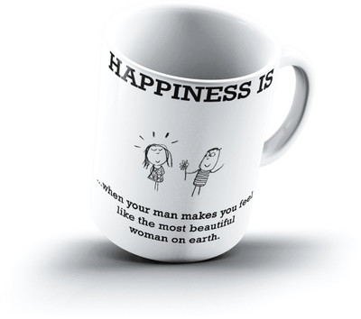 

Ucard Happiness Is1784 Bone China, Ceramic, Porcelain Mug(325 ml), Multicolor