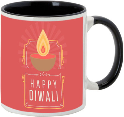 

AllUPrints Gifts For Deepawali - Prosperous Happy Diwali Design 3 Ceramic Mug(325 ml), Black