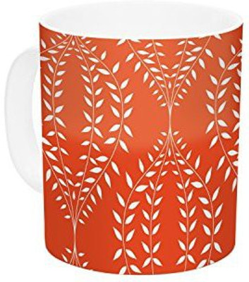 

Kess InHouse InHouse Anneline Sophia Laurel Leaf Orange Red Floral Ceramic Coffee, 11 oz, Multicolor Ceramic Mug(60 ml)