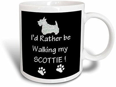 3dRose Walking with Scottie Ceramic, 15-Ounce Ceramic Mug(60 ml), Multicolor