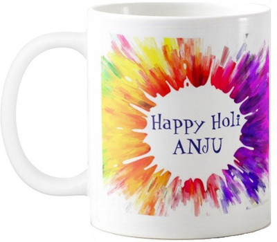 

Exoctic Silver Happy Holi Anju Series002 Ceramic Mug(330 ml), Multicolor
