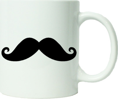 

Maison N Mode Round Mustache Coffee Ceramic Mug(330 ml), Multicolor