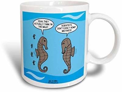 

3dRose Stubborn Science and the Male Seahorse Dilemma Ceramic, 11 oz, White Ceramic Mug(60 ml), Multicolor