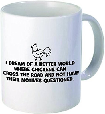 

Rikki Knight Knight I Dream of a Better World Ceramic Coffee, 11 oz, White Ceramic Mug(60 ml), Multicolor