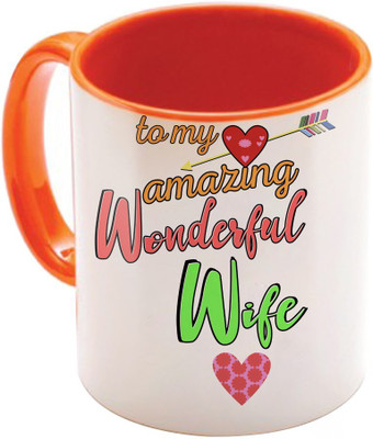 

SKY TRENDS Wonderful & Best Valentine Orange Gift For GirlFriend,Boyfriend,Husband,Wife,Friend Design Cod 062 Ceramic Mug(325 ml)