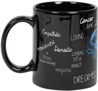 

Prithish Cancer Black Ceramic Mug(330 ml), Multicolor