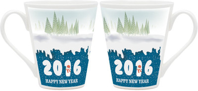 

Homesogood Heart Throbbing New Year Ceramic Mug(355 ml, Pack of 2)