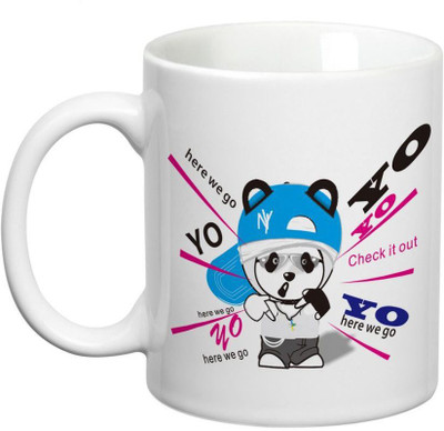 Prithish Yo Here We Go Ceramic Mug(330 ml), Multicolor