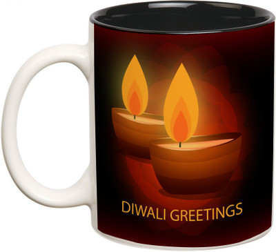 

Prithish Diwali Design2 Double Color Ceramic Mug(330 ml), Multicolor