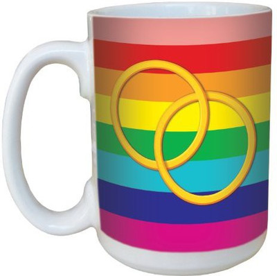 

Tree-Free Greetings Greetings Rings on Rainbow Background Ceramic with Full-Sized Handle, 15-Ounce Ceramic Mug(60 ml), Multicolor