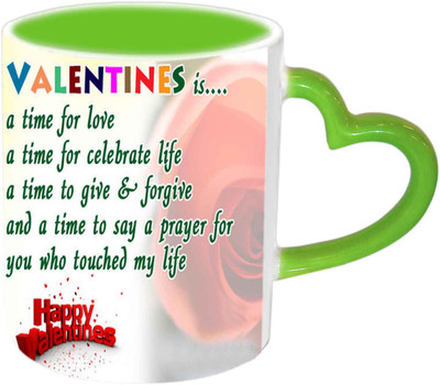

Raj Laxmi Valentine Green Handle Valentine Ceramic Mug(350 ml)
