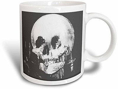 

3dRose mug_46711_2 All Is Vanity Ghost, Halloween, Optical Illusion, Paranormal, Seasonal, Silhouette, Skeleton Ceramic, 15-Ounce Ceramic Mug(60 ml), Multicolor