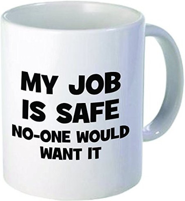 Rikki Knight Knight My Job is Safe Ceramic Coffee, 11 oz, White Ceramic Mug(60 ml), Multicolor
