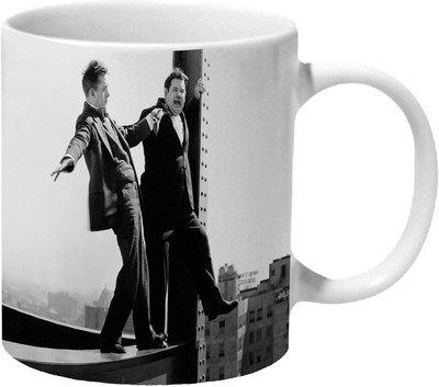 Mooch Wale Laurel & Hardy About To Fall Funny Ceramic Mug(325 ml), Multicolor