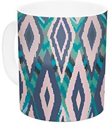 

Kess InHouse InHouse Nika Martinez Tribal Ikat Blue Pattern Ceramic Coffee, 11 oz, Multicolor Ceramic Mug(60 ml)