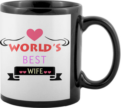 

SKY TRENDS World's Best Gifts For Valentine Girlfriend Boyfriend Friend Husband Wife Anniversary & Birthday Design Code 133 Ceramic Mug(325 ml), Black