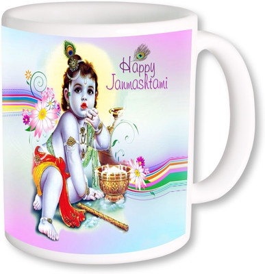 

PhotogiftsIndia Krishna With Makhan Ceramic Mug(325 ml), Multicolor
