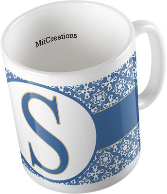 

MiiCreations Printed Alphabet Letter "S" Ceramic Mug(325 ml), Multicolor