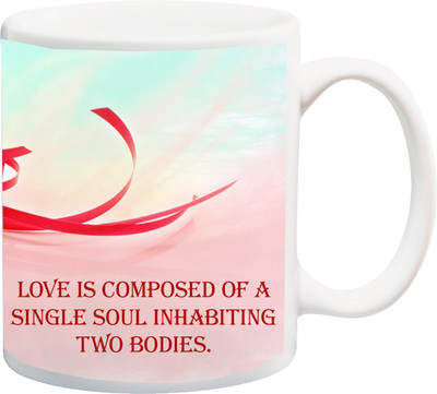 

ME&YOU Valentines Gift ; Love Is Composed Of Single Soul Inhabiting Two Bodies Printed Ceramic Mug(325 ml), Multicolor