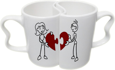 

Ucard Valentines Day Love Puzzle Couple Bone China, Ceramic, Porcelain Mug(325 ml), Multicolor