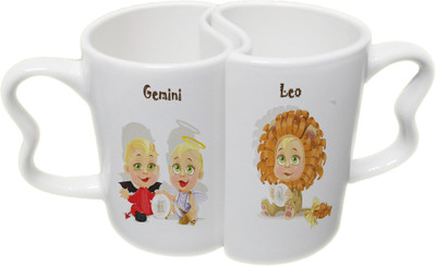 

Ucard Gemini and Leo Zodiac Sign Couple Bone China, Ceramic, Porcelain Mug(325 ml), Multicolor
