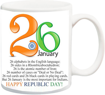 

ME&YOU Republic Day;26 January Alphabets in the English langusge Happy Republic's Day.s printed Ceramic Mug(325 ml), Multicolor