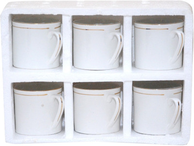 

Pearl Love Bone China Mug(170 ml, Pack of 6), White