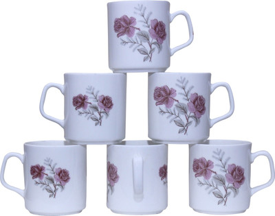 

Pearl Cup-S Bone China Mug(200 ml, Pack of 6), Multicolor